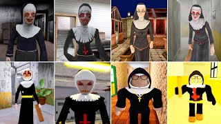 All Evil Nun Games Normal Jumpscares Vs Roblox Jumpscares | The Nun - Evil Nun Rush