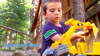 Construction Trucks for Kids - JackJackPlays Tahoe Vacation 1 - Bulldozer Dump Truck Backhoe
