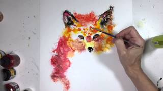 Speed Painting a fox using acrylic and India Inks on Yupo paper animal art