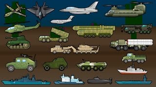 Learning Military Vehicles - Trucks, Airplanes and Ships - Children's Educational Flash Card Videos