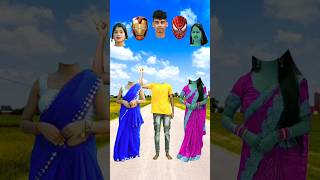 Kamariya Dole Bhojpuri song vs blue Sadi women & red Sadi women correct head matching #trending 🤣