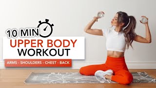 10 MIN UPPER BODY WORKOUT (+ Weights/Bottles) | Üst Vücut Antrenmanı (Kol, Omuz, Sırt) | Eylem Abaci