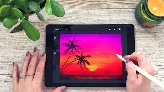 SUNSET PAINTING TUTORIAL in ProCreate