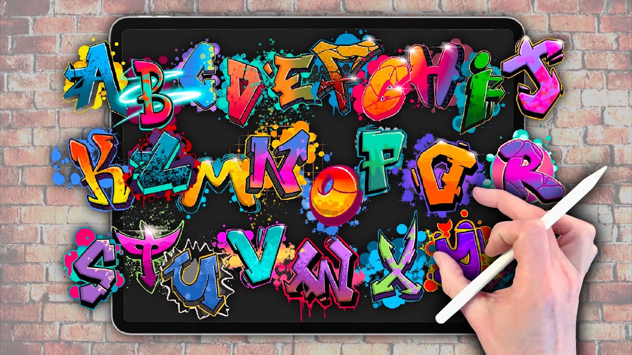 DRAW A GRAFFITI ALPHABET A To Z - Procreate Drawing Tutorial - YouTube