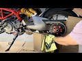 How To CLEAN & LUBE my Ducati Hypermotard 950 SP's Motorcycle Chain on a PITBULL HYBRID REAR STAND