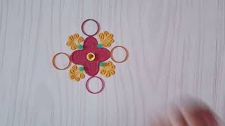 सकाळच्या घाईगडबडीत काढा आकर्षक रांगोळी डिझाईन.morning rangoli. Easy attractive rangoli design.