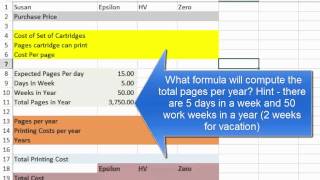 Excel Problem Solving 04 - Which printer is cheaper? Ink Jet or Laser