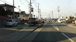 津波一週間後の仙台産業道路 貞山運河沿い 塩釜市芦畔町付近 2011.3.19