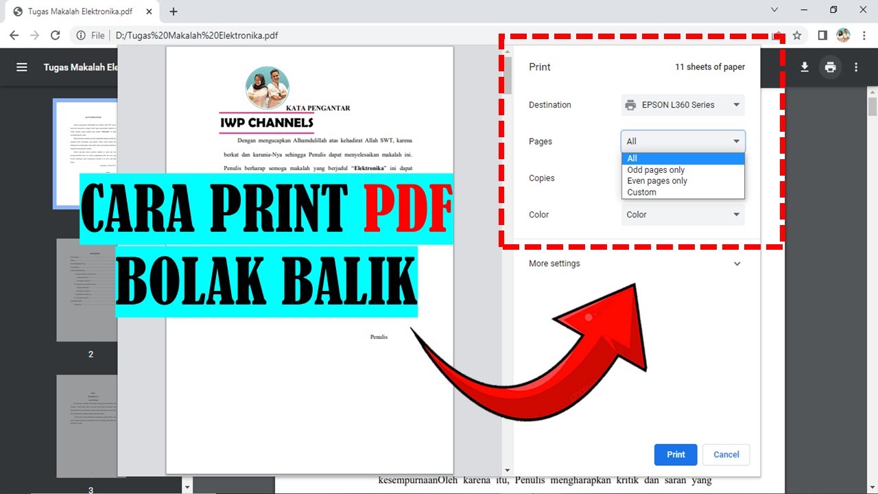 CARA PRINT FILE PDF BOLAK BALIK - YouTube