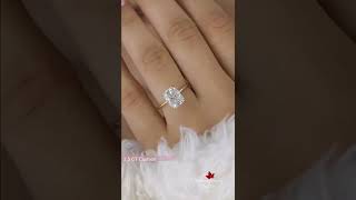 2.5 CT cushion cut engagement ring,hidden halo moissanite ring