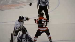 Komets' Schrock fights Wheeling's Smith