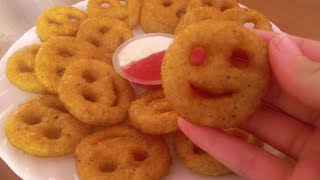 Potato Smileys/Homemade Potato Smiley/Easy Evening Snack ideas/Potato snacks/Potato Smiley fries