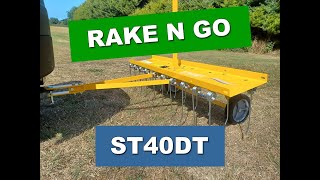 Rake 'N' Go ST40DT 102cm Towed Spring Tine Dethatcher in action