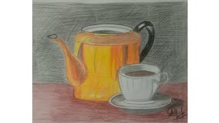 Stilllife Drawing Simple😍/New Easy Drawing/Stilllife drawing with pencil colour @Shaheemtayyabart