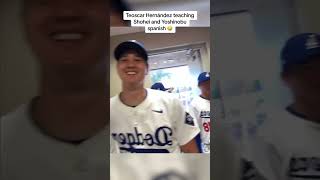 Shohei Ohtani learning Spanish 😂😂😂 (via @Dodgers/TT)