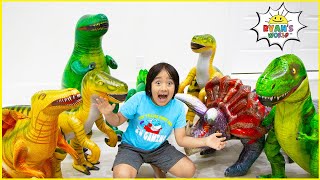 Ryan with  Dinosaur in our house adventure Pretend play!!!