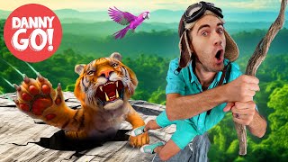 “Escape From Tiger Island!” (Jungle Adventure) 🐅🌴 Floor is Lava Game | Danny Go! Songs for Kids