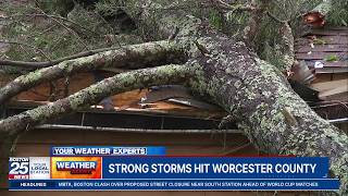 Storm cleanup underway in Mass. after powerful winds damage homes, rip roof from building