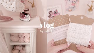 sewing vlog｜リボンが可愛いふんわりラウンドポーチ作り｜round pouch diy｜make a round pouch｜SUB