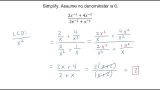 Simplify Complex Fractions (Negative Exponent Examples)