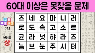 60대 이상은 전부 못찾을 문제.  치매예방퀴즈, 치매예방활동, 숨은단어찾기, 단어퀴즈, 치매테스트 어려움 #075