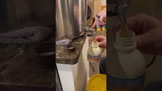 Bottling Maple Syrup #imlearning #shortvideo #lifeinthewoods #ohiomaplesyrup #diy #buylocal #sweet