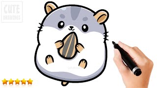 How to Draw a Cute Baby Hamster | Easy Drawings 🐹