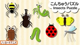 【昆虫＆虫たちの知育アニメ】カブトムシ、カマキリ、テントウムシなど昆虫パズルに挑戦！子供向けアニメ★赤ちゃんが喜ぶ遊び Insects puzzle for kids