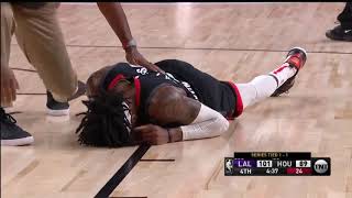 Anthony Davis & DeMarre Carroll bumps, DeMarre is seriously injured | Lakers vs Rockets Game 3