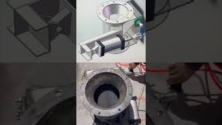 The valve opens and closes with a pneumatic cylinder