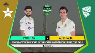 Pakistan vs Australia 3rd Test Day 3 highlights