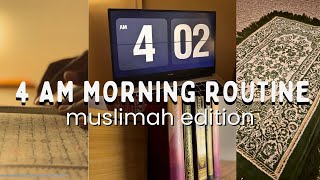 4 AM Productive Muslim Morning Routine: quran memorization, tahajjud, morning adhkar, fajr 🌿