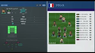 ウイイレ2019体験版【フランス代表選手能力】PES2019 France Player capability