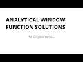 Window Analytical Function Solution | Analytical function in Oracle | Analytical function Oracle
