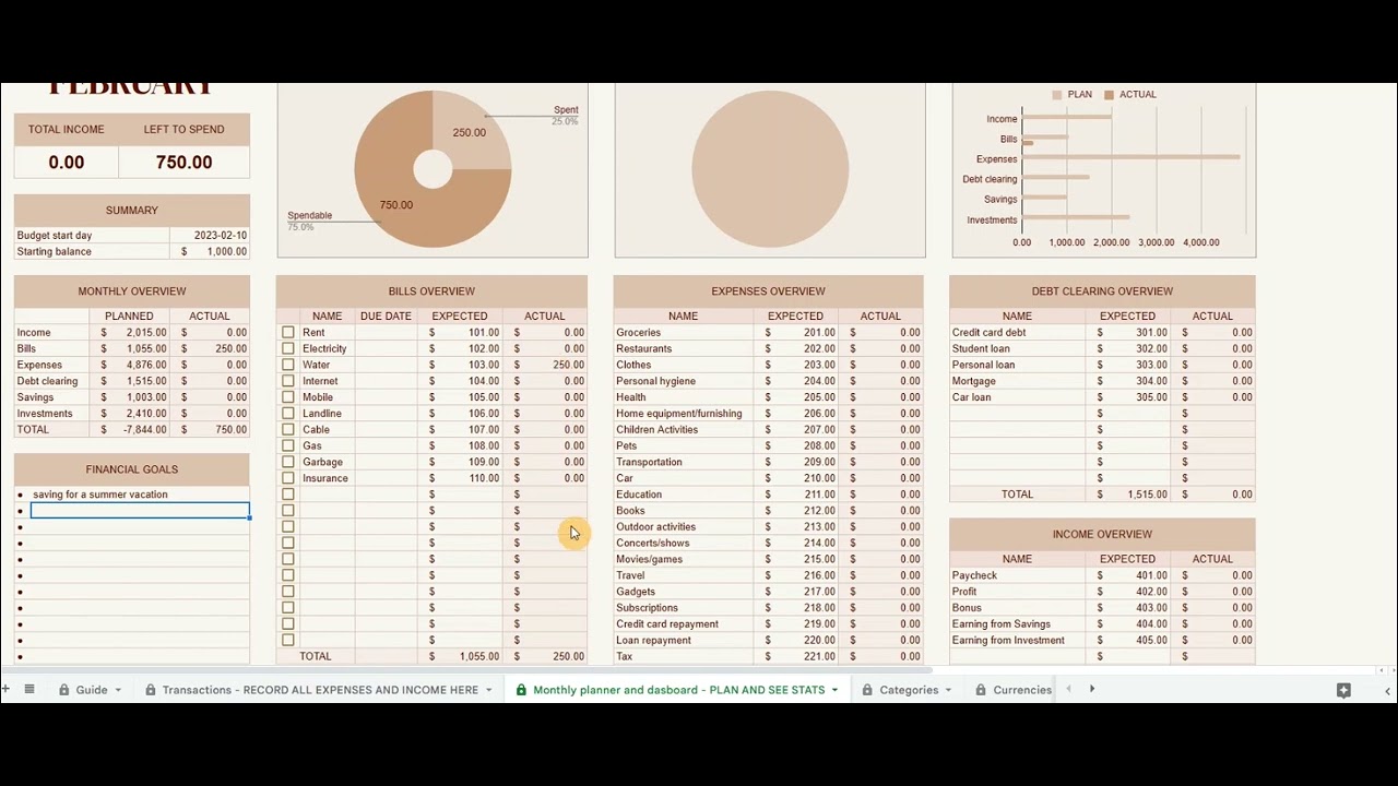 Monthly Budget Planner Youtube