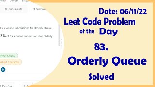 899 || Orderly Queue || Leetcode Daily Challenge