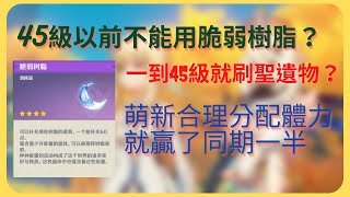 【原神】45級前不能用脆弱樹脂？一到45級就先刷聖遺物？學會合理分配體力是關鍵。◇原神小木木◇