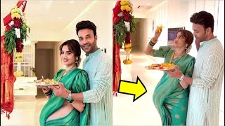 Pregnant Ankita Lokhande Celebrates First Gudi Padwa and Flaunting her Baby Bump with Vicky Jain