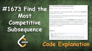 Find the Most Competitive Subsequence | Live Coding with Explanation | Leetcode #1673