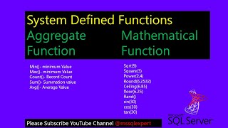 aggregate functions in sql | aggregate functions | mathematical function in sql