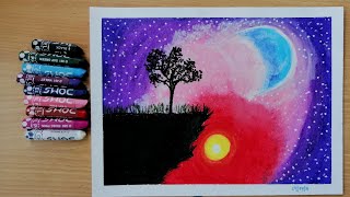 Galaxy Drawing, Oil pastel Drawing, Easy Drawing, Drawing For Beginners, Oil Pastel, Relaxing Art
