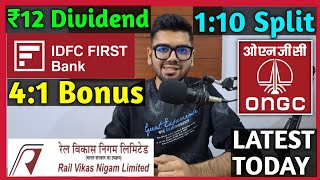 RVNL • ONGC • IDFC First Bank • Stocks Declared High Dividend, Bonus \u0026 Split With Ex Date's