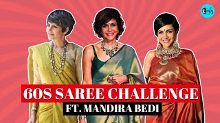 60 Seconds Saree Challenge Ft. Mandira Bedi | Curly Tales #clips