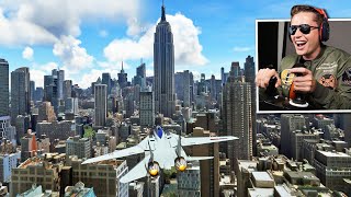 F-14 TOMCAT LOW FLYING THROUGH NEW YORK CITY