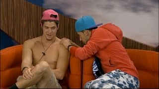 BB16 8/07 1:04am - Talking Game, Frankie Checks on Zach's Pimples and Sits Close