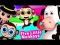 Fünf Kleine Affen | 3D Lieder Für Kinder | Kids Songs | Five Little Monkeys