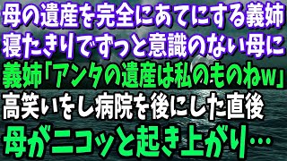 母の遺産を完全にあてにする義姉。危篤状態になると、母の枕元で「これでアンタの遺産は私のものねw」高笑いをし病院を後にした→直後、寝たきりの母が笑顔で起き上がり…