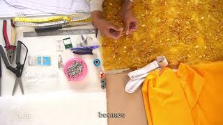 Sewing beads onto a couture dress | The secret for easier hand-beading work