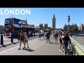 London Summer City Walk 🇬🇧 🌞 South Bank, Westminster, Trafalgar Square 4K HDR Virtual Walking Tour