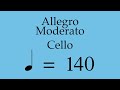 Suzuki Cello Book 3 | Allegro Moderato | Piano Accompaniment | 140 BPM